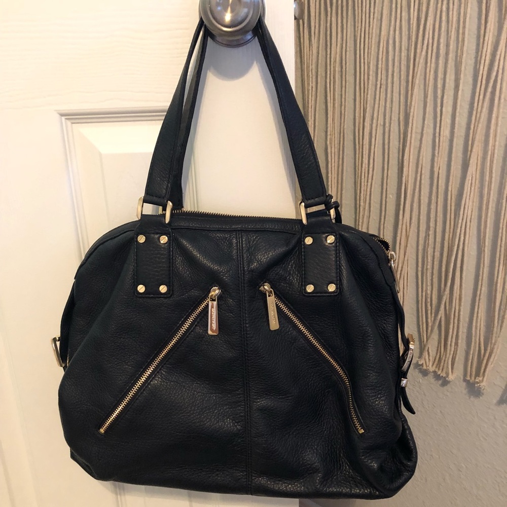 Michael Kors black moto shoulder bag